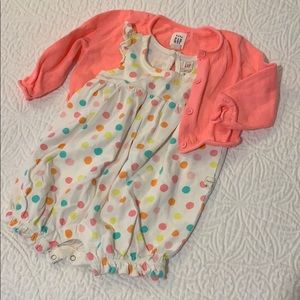 GAP Romper with matching cardigan